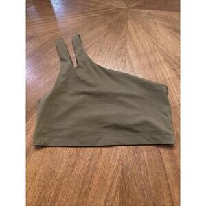 Fabletics Women's Asymmetric Double Strap Midi Bra Fairway Green NWT